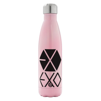 EXO Band korea, Metal mug thermos Pink Iridiscent (Stainless steel), double wall, 500ml