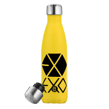 EXO Band korea, Yellow Stainless Steel Metallic Thermos, double-walled, 500ml