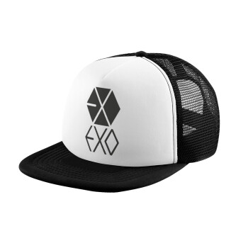 EXO Band korea, Καπέλο παιδικό Soft Trucker με Δίχτυ ΜΑΥΡΟ/ΛΕΥΚΟ (POLYESTER, ΠΑΙΔΙΚΟ, ONE SIZE)