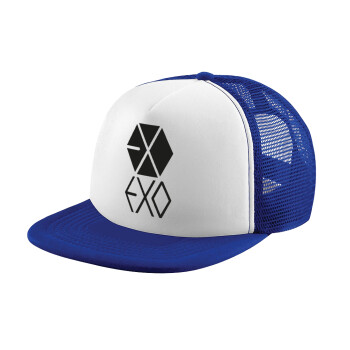 EXO Band korea, Adult Soft Trucker Hat with Blue/White Mesh (POLYESTER, ADULT, UNISEX, ONE SIZE)