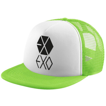 EXO Band korea, Καπέλο παιδικό Soft Trucker με Δίχτυ ΠΡΑΣΙΝΟ/ΛΕΥΚΟ (POLYESTER, ΠΑΙΔΙΚΟ, ONE SIZE)