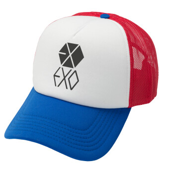 EXO Band korea, Καπέλο Ενηλίκων Soft Trucker με Δίχτυ Red/Blue/White (POLYESTER, ΕΝΗΛΙΚΩΝ, UNISEX, ONE SIZE)