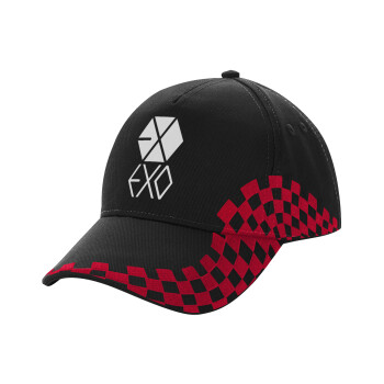 EXO Band korea, Adult Cap RACING Ultimate Black/Red, (100% COTTON DRILL, ADULT, UNISEX, ONE SIZE)