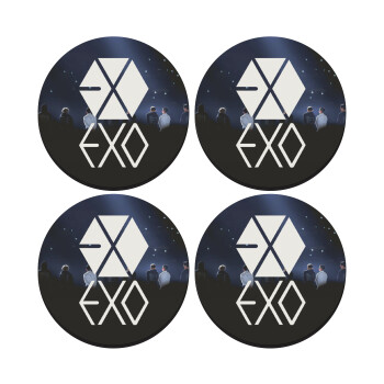 EXO Band korea, SET of 4 round wooden coasters (9cm)