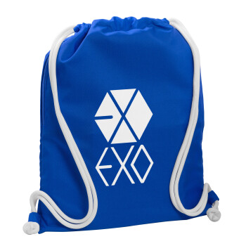 EXO Band korea, Τσάντα πλάτης πουγκί GYMBAG Μπλε, με τσέπη (40x48cm) & χονδρά κορδόνια