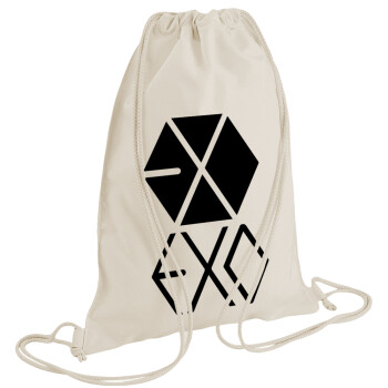 EXO Band korea, Τσάντα πλάτης πουγκί GYMBAG natural (28x40cm)