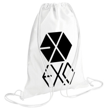 EXO Band korea, Τσάντα πλάτης πουγκί GYMBAG λευκή (28x40cm)