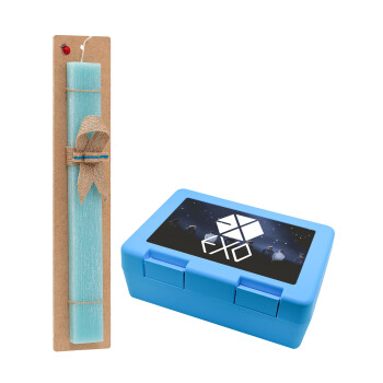 EXO Band korea, Easter Set, children's snack container BLUE & Easter aromatic flat candle (30cm) (TURQUOISE)