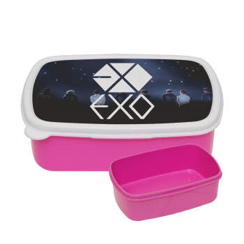 EXO Band korea, ΡΟΖ παιδικό δοχείο φαγητού (lunchbox) πλαστικό (BPA-FREE) Lunch Βox M18 x Π13 x Υ6cm