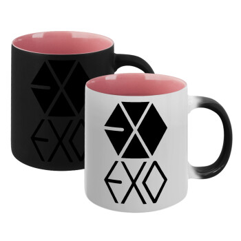 EXO Band korea, Κούπα Μαγική εσωτερικό ΡΟΖ, κεραμική 330ml που αλλάζει χρώμα με το ζεστό ρόφημα (1 τεμάχιο)