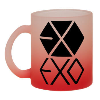 EXO Band korea, Κούπα γυάλινη δίχρωμη με βάση το κόκκινο ματ, 330ml