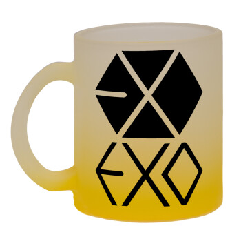EXO Band korea, Κούπα γυάλινη δίχρωμη με βάση το κίτρινο ματ, 330ml