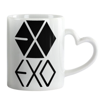 EXO Band korea, Κούπα καρδιά χερούλι λευκή, κεραμική, 330ml