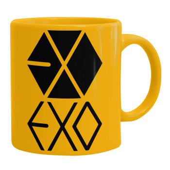 EXO Band korea, Ceramic coffee mug yellow, 330ml (1pcs)
