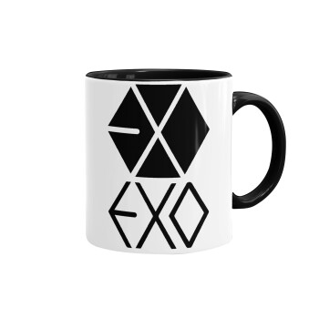 EXO Band korea, Κούπα χρωματιστή μαύρη, κεραμική, 330ml