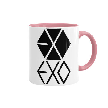 EXO Band korea, Κούπα χρωματιστή ροζ, κεραμική, 330ml