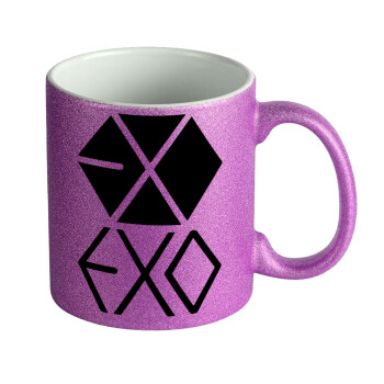 EXO Band korea, Κούπα Μωβ Glitter που γυαλίζει, κεραμική, 330ml