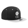 Adult Flat Snapback Hat Black/Grey, (100% COTTON TWILL, ADULT, UNISEX, ONE SIZE)