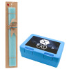 Easter Set, children's snack container BLUE & Easter aromatic flat candle (30cm) (TURQUOISE)