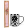 Easter Set, metallic thermal cup (300ml) & aromatic flat Easter candle (30cm) (PINK)