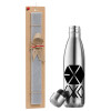 Easter Set, metallic stainless thermos flask (500ml) & scented flat Easter candle (30cm) (GRAY)