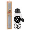 Easter Set, metallic aluminum water bottle (500ml) & aromatic flat Easter candle (30cm) (GRAY)