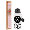 Easter Set, metallic aluminum bottle (500ml) & aromatic flat Easter candle (30cm) (PINK)