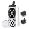 Travel Tumbler 2 Lids, with metal straw & cleaning brush (Stainless steel 304 Food grade, BPA free, 600ml)