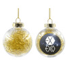 Transparent Christmas tree ball ornament with gold filling 8cm