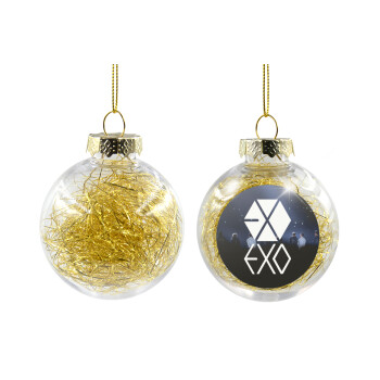 EXO Band korea, Transparent Christmas tree ball ornament with gold filling 8cm