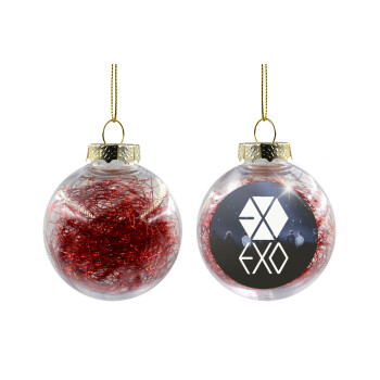 EXO Band korea, Χριστουγεννιάτικη μπάλα δένδρου διάφανη με κόκκινο γέμισμα 8cm