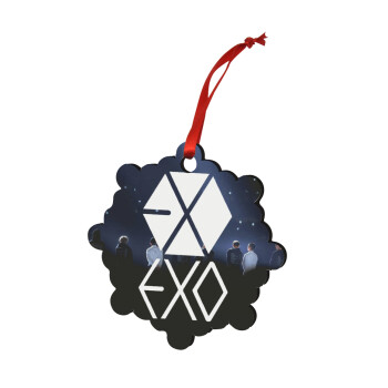 EXO Band korea, Χριστουγεννιάτικο στολίδι snowflake ξύλινο 7.5cm