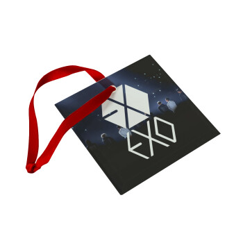 EXO Band korea, Christmas ornament, glass square ornament 9x9cm