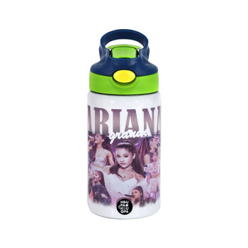 Ariana Grande, Children's hot water bottle, stainless steel, with safety straw, green, blue (350ml)