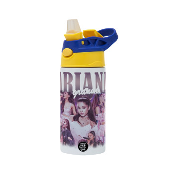 Ariana Grande, Children's hot water bottle, stainless steel, with safety straw, green, blue (360ml) BPA FREE