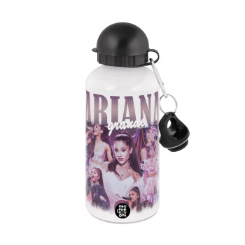 Ariana Grande, Metal water bottle, White, aluminum 500ml