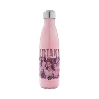 Ariana Grande, Μεταλλικό παγούρι θερμός Ροζ Ιριδίζον (Stainless steel), διπλού τοιχώματος, 500ml