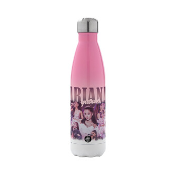 Ariana Grande, Metal mug thermos Pink/White (Stainless steel), double wall, 500ml