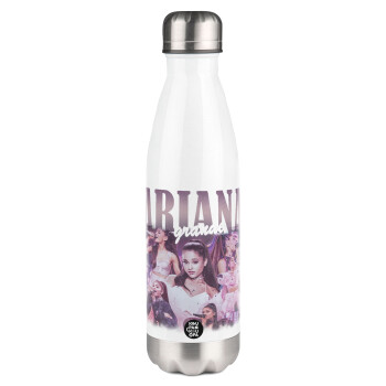 Ariana Grande, Metal mug thermos White (Stainless steel), double wall, 500ml
