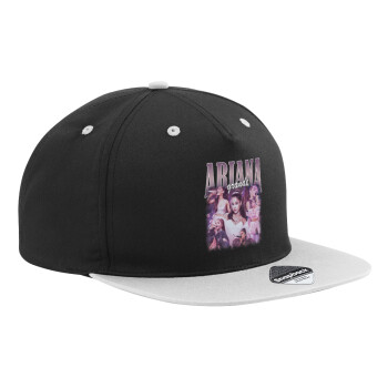 Ariana Grande, Adult Flat Snapback Hat Black/Grey, (100% COTTON TWILL, ADULT, UNISEX, ONE SIZE)