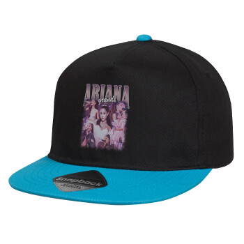 Ariana Grande, Καπέλο παιδικό Flat Snapback, Μαύρο/Μπλε (100% ΒΑΜΒΑΚΕΡΟ, ΠΑΙΔΙΚΟ, UNISEX, ONE SIZE)