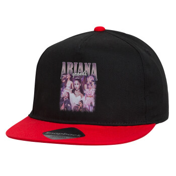 Ariana Grande, Children's Flat Snapback Hat, Black/Red (100% COTTON, CHILDREN'S, UNISEX, ONE SIZE)