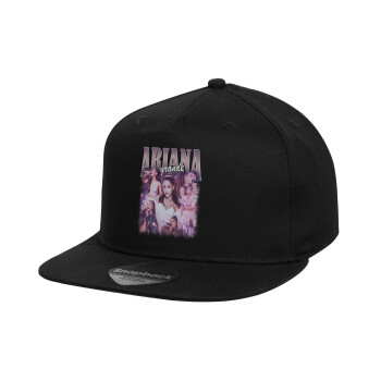 Ariana Grande, Καπέλο παιδικό Flat Snapback, Μαύρο (100% ΒΑΜΒΑΚΕΡΟ, ΠΑΙΔΙΚΟ, UNISEX, ONE SIZE)