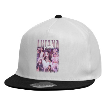 Ariana Grande, Καπέλο παιδικό Flat Snapback, Λευκό (100% ΒΑΜΒΑΚΕΡΟ, ΠΑΙΔΙΚΟ, UNISEX, ONE SIZE)