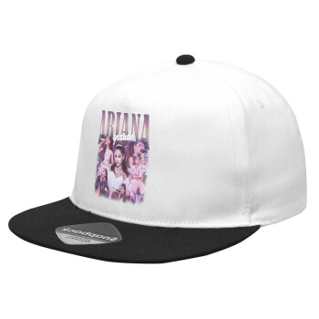 Ariana Grande, Καπέλο Ενηλίκων Flat Snapback Λευκό/Μαύρο, (POLYESTER, ΕΝΗΛΙΚΩΝ, UNISEX, ONE SIZE)