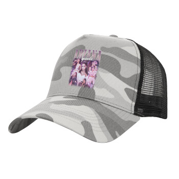 Ariana Grande, Adult Structured Trucker Hat, with Mesh, (Camouflage) Army Camo (100% COTTON, ADULT, UNISEX, ONE SIZE)