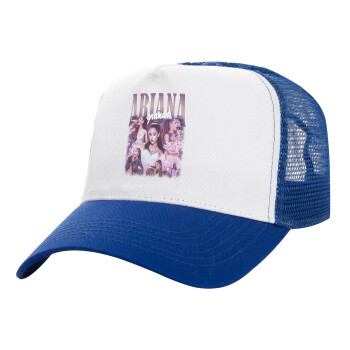 Ariana Grande, Adult Structured Trucker Hat, with Mesh, WHITE/BLUE (100% COTTON, ADULT, UNISEX, ONE SIZE)