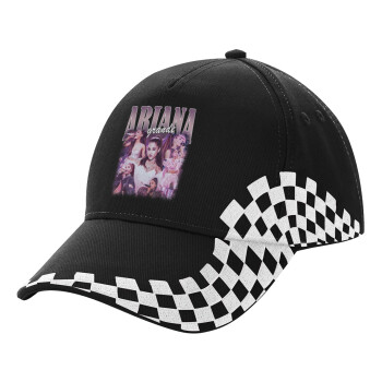 Ariana Grande, Adult Ultimate BLACK RACING Cap, (100% COTTON DRILL, ADULT, UNISEX, ONE SIZE)