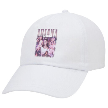 Ariana Grande, Καπέλο Ενηλίκων Baseball Λευκό 5-φύλλο (POLYESTER, ΕΝΗΛΙΚΩΝ, UNISEX, ONE SIZE)