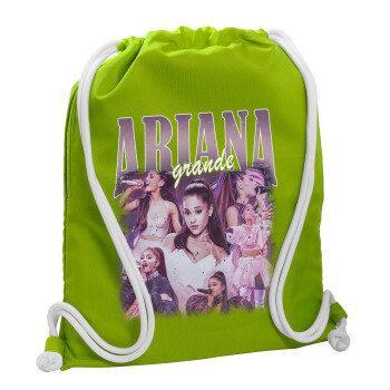 Ariana Grande, Backpack bag GYMBAG LIME GREEN, with pocket (40x48cm) & thick cords